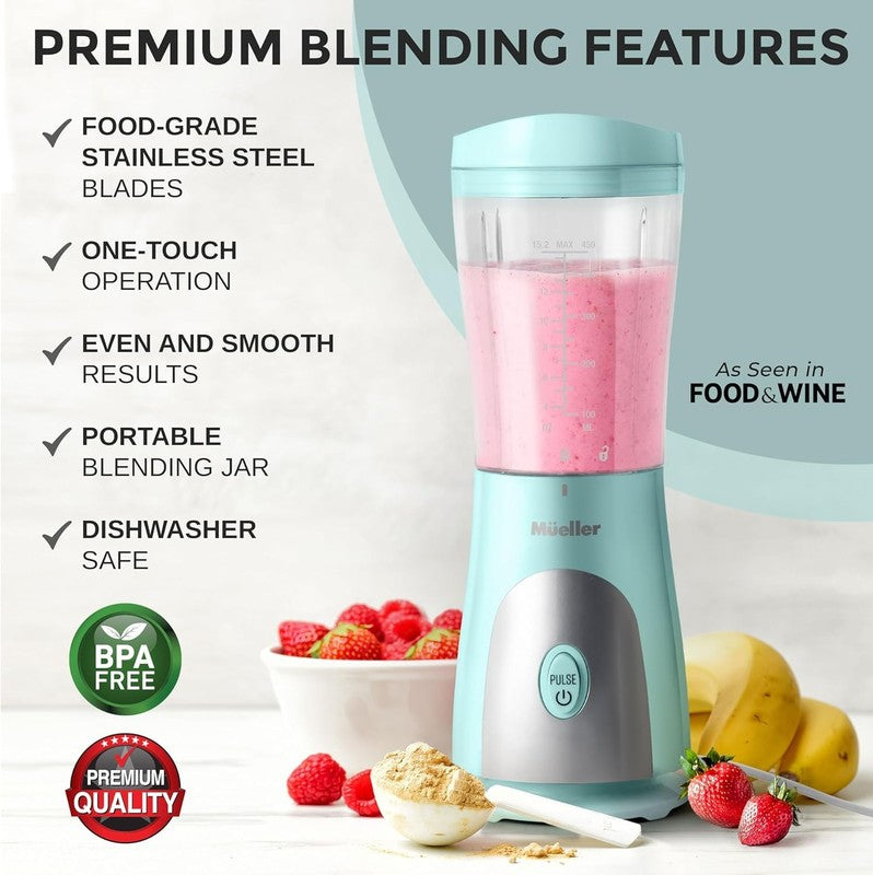 Personal Smoothie Blender 15Oz Travel Cup & Lid, Stainless Steel Blades1