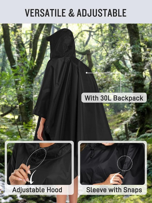Hooded Rain Poncho Waterproof Raincoat Jacket for Men Women Adults5