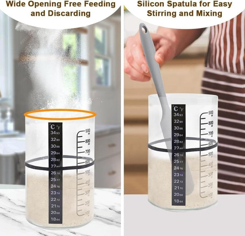 Pro Sourdough Bread Starter Kit   34 Oz Sourdough Jar with 5 Unique Features for3