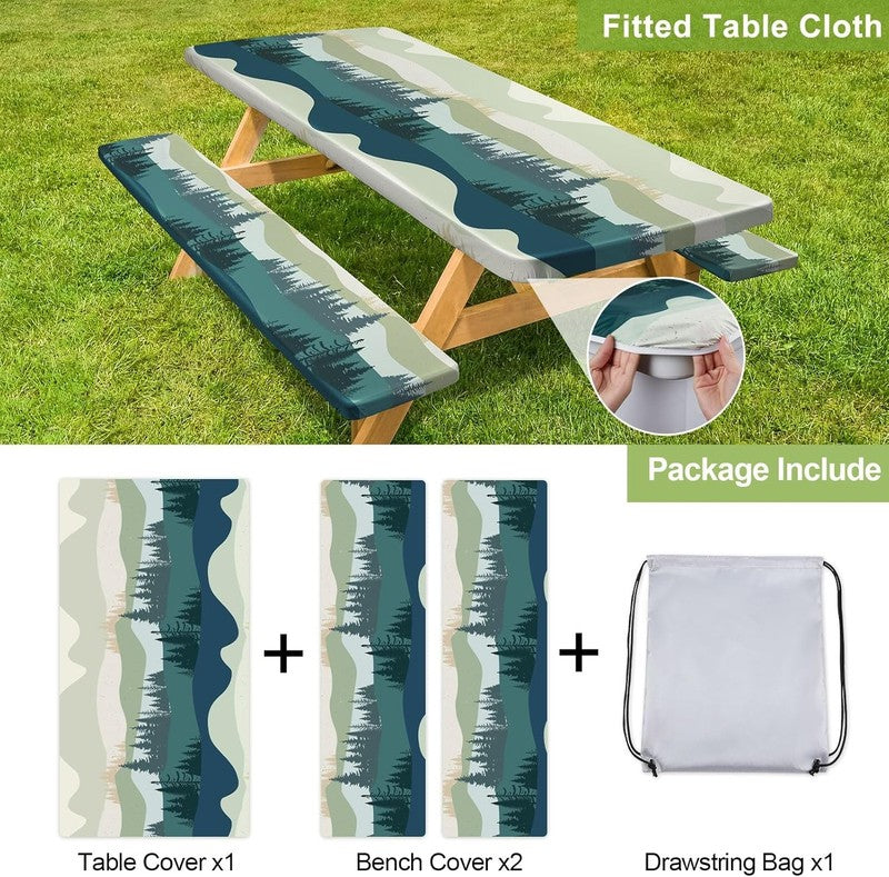 Picnic Table Cover with Bench Covers Camping Essentials Waterproof Windproof Cam3