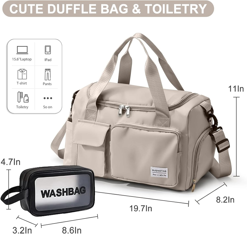 Women Gym Duffle Bag Travel Weekender Carry On w/ Shoe Compartment1