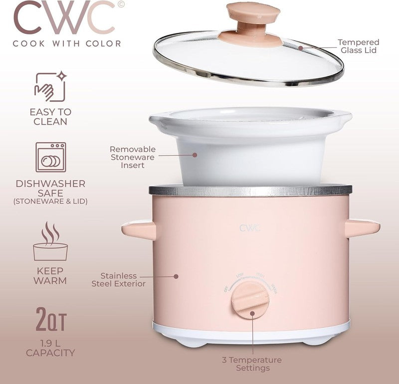 Slow Cooker, Crock Pot, 2-Quart Removable Stoneware Mini Crock Pot, Dusty Rose4