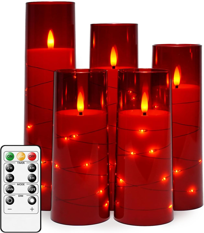 Flameless LED Candles with Timer 5 Pc Flickering Flameless Candles for Romantic 9
