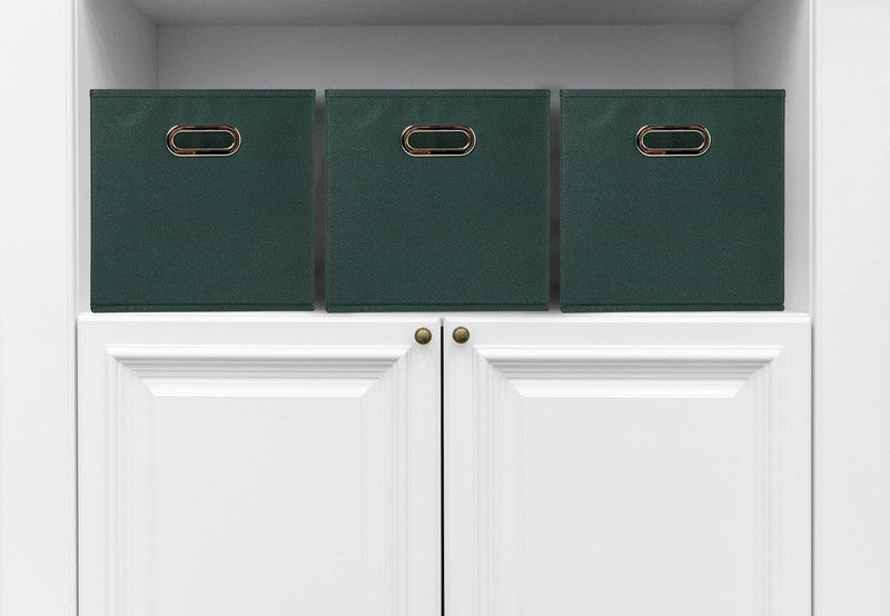6 Pack Green Fabric Storage Bins with Handles, Foldable Closet Cubes5