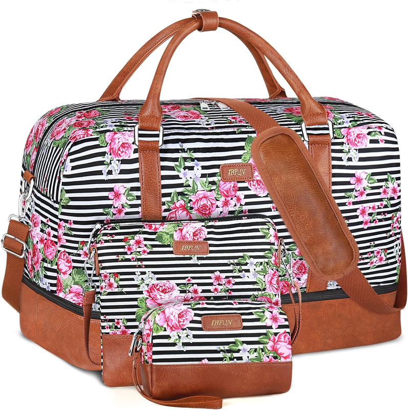 Weekender Bags for Women, 21" Weekender Travel Bag, Travel Duffle Bag with Shoe 8