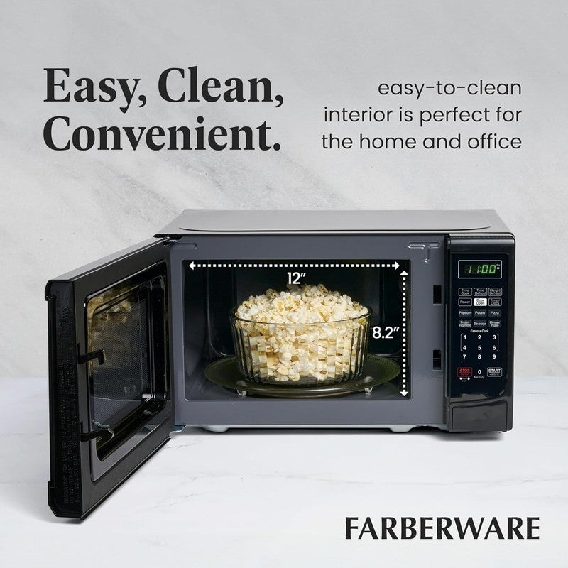 0.7 Cu Ft Countertop Microwave 700W Auto Cook Defrost Black4