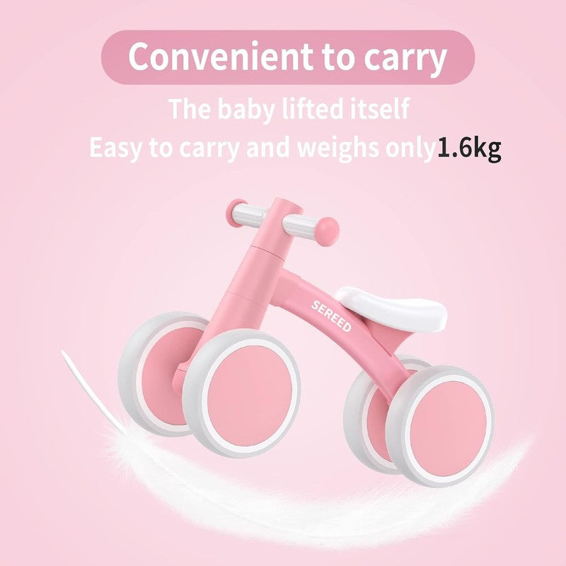 Baby Balance Bike 12 24M, 4 Wheel First Bike for 1 Year Old Birthday Gift Pink2