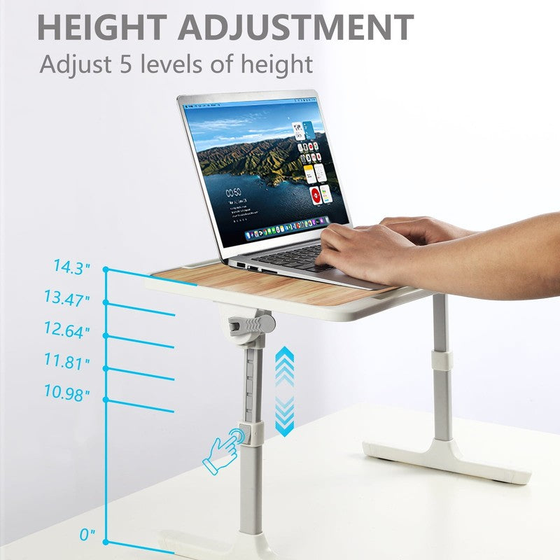 Height & Angle Adjustable Lap Desk Foldable Laptop Stand Bed Tray Walnut2