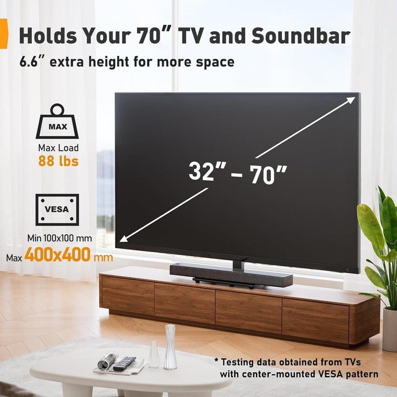 Swivel TV Stand for 19–43" TVs, 4 Height Levels, Glass Base, 99 lbs Cap1