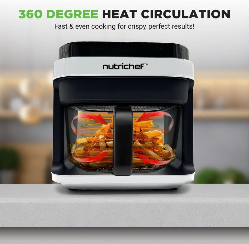 5.8Qt Air Fryer 8-in-1 w/ Transparent Bowl Precise Temp Control White3