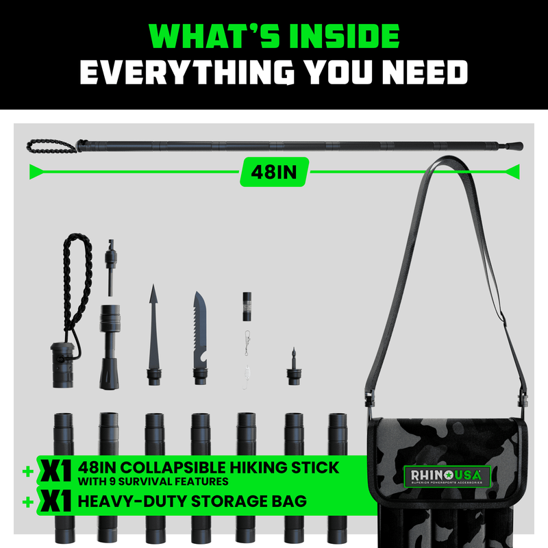 Hiking Stick with Survival Kit Durable Trekking Pole Camping Gear2