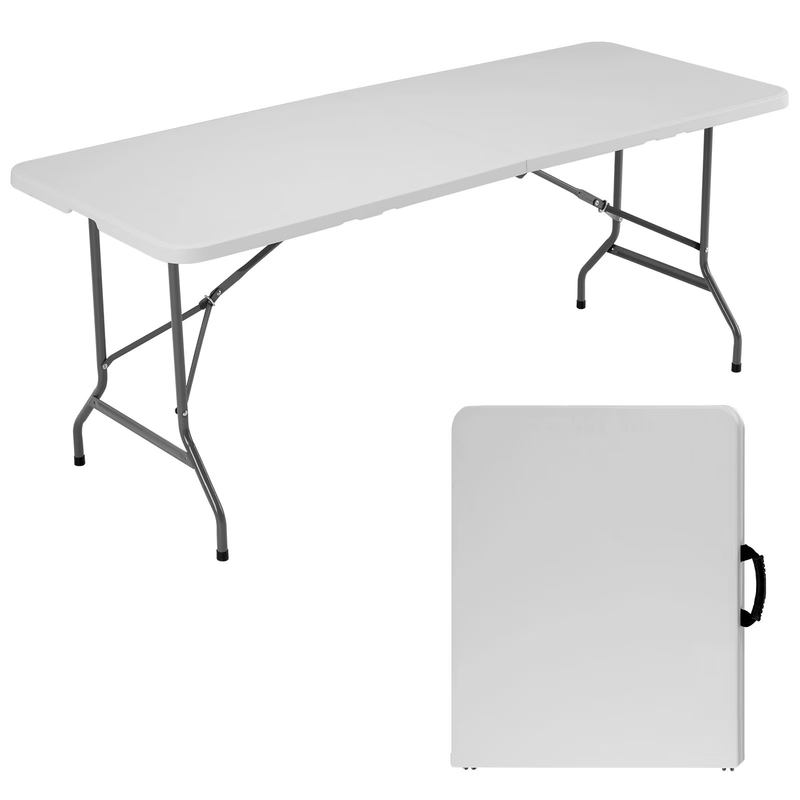 Heavy Duty Folding Table Indoor Outdoor, Portable Camping Table, White9