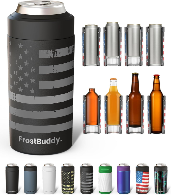 Universal Can Cooler Stainless Steel Fits 12oz 16oz Slim Cans Gunmetal10