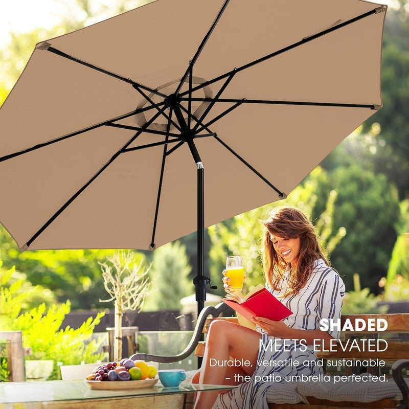 9FT Umbrella with Base Outdoor Waterproof Fade Resistant Patio Deck6