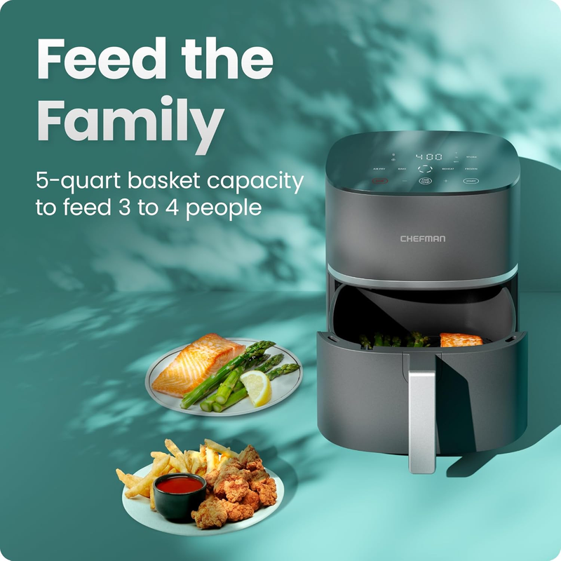 Turbox 4-in-1 Air Fryer, 5Qt, Air Fry/Bake/Reheat/Frozen, Digital Touch, Gray2