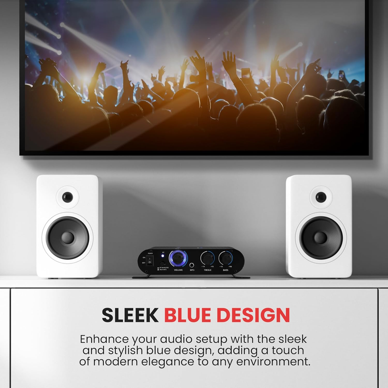 Wireless Bluetooth Home Amp 90W Dual Channel Mini Stereo RCA AUX LED PFA330BT2