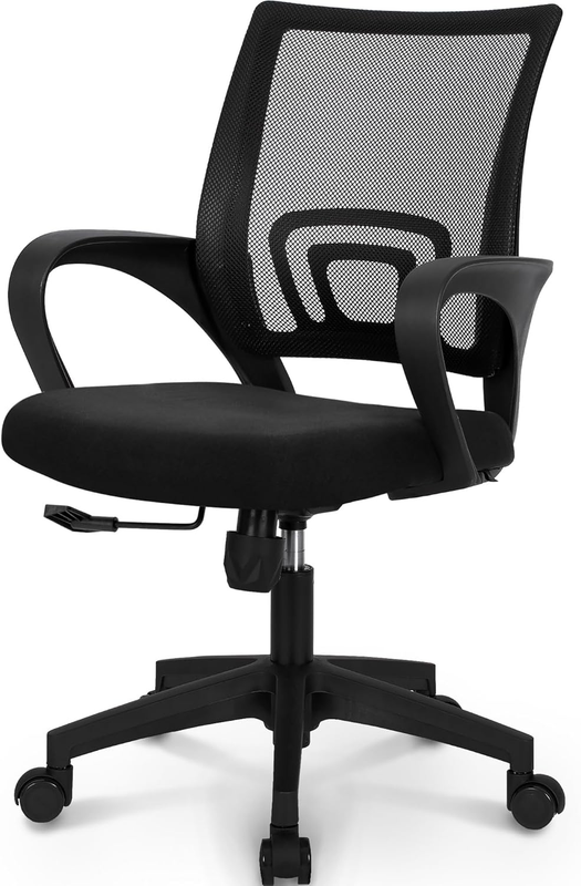 Ergonomic Mesh Office Chair Mid Back Lumbar Support Adjustable Swivel Black0
