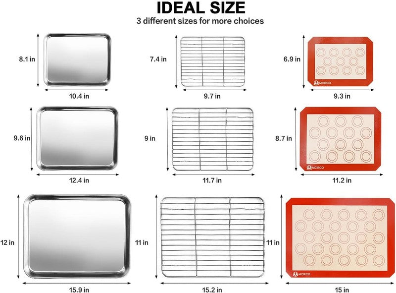 Stainless Steel Baking Sheet Tray Cooling Rack with Silicone Baking Mat Set, Coo1
