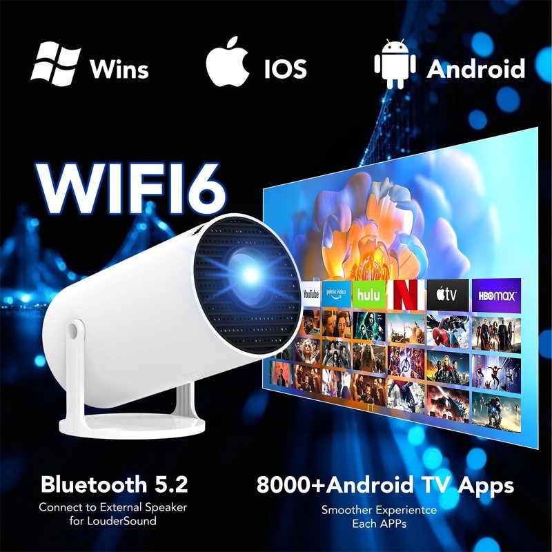 Mini Projector with Wifi and Bluetooth,4K 1080P Support Smart Portable Projector5