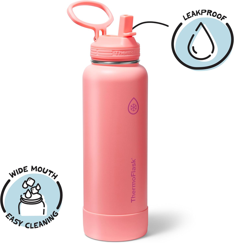 40oz Insulated Water Bottle Stainless Steel Spout Lid Leakproof Hot Cold2