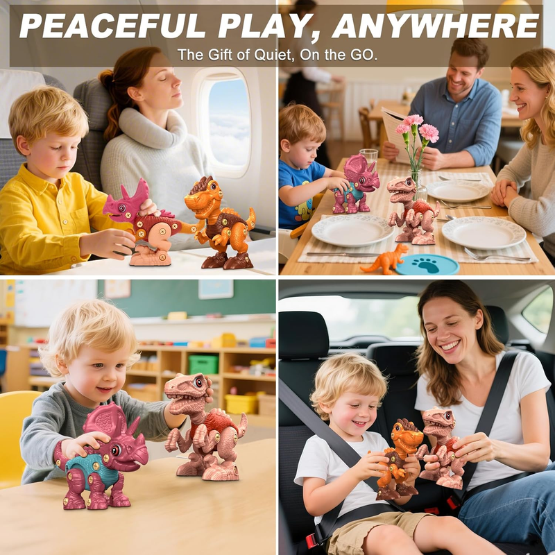 Dinosaur Building Toys Set 3 Pack STEM Take Apart Drill Construction Kit Kids3