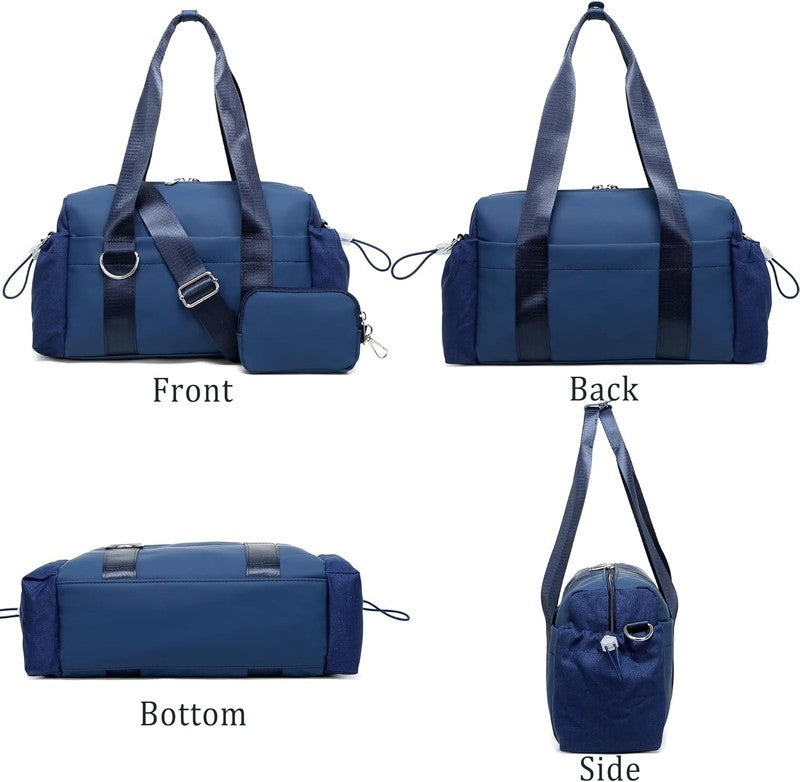 Everyday Mini Gym Bag Women 2.0 Tote Waterproof Travel Duffle Navy Coin Wallet7