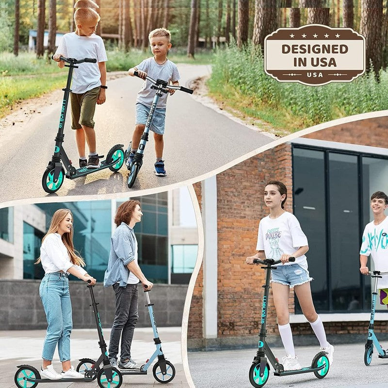 Kick Scooter Foldable 8" Wheels ABEC9 Adjustable 4 Levels Kids Teens Adults 6+4