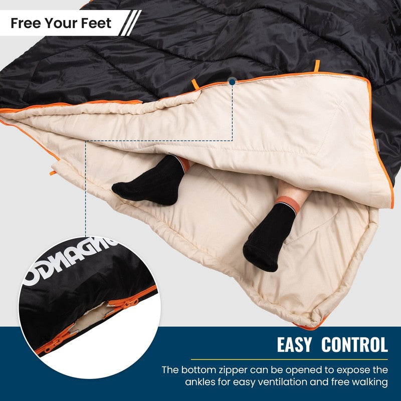 2 Person Sleeping Bag with Pillows for Adults Black Double Camping Sleeping Bags1