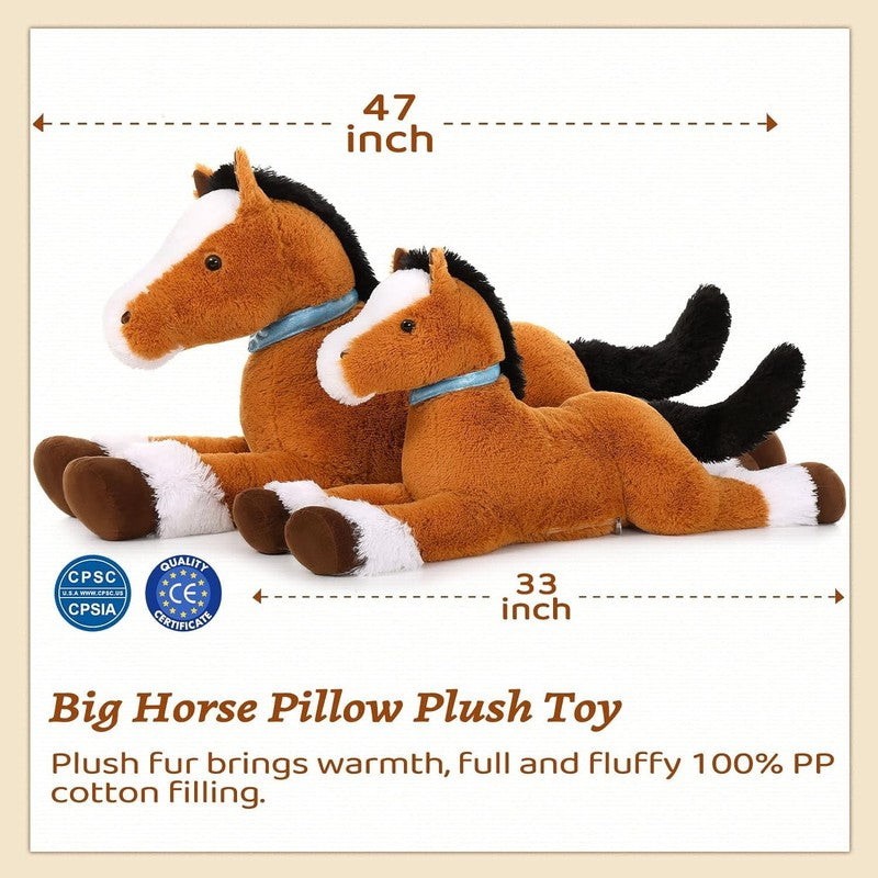 47" Giant Horse Stuffed Animal Large Stuffed Horse Plush Toy4