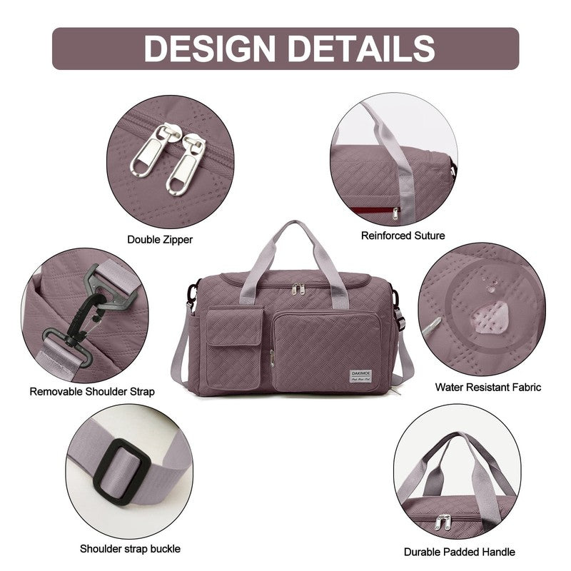 Travel Duffle Bag for Women Men Weekender Overnight Bags Carry on Gym Bag with W4