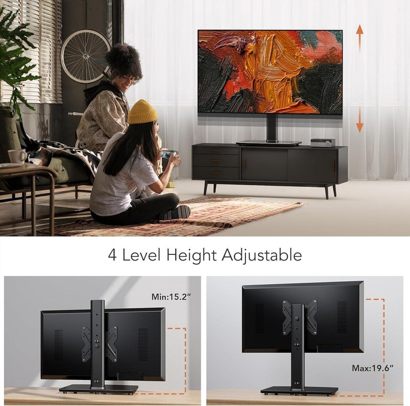 Universal TV Stand for 32–60" TVs, Height Adjustable Mount with Glass Base3