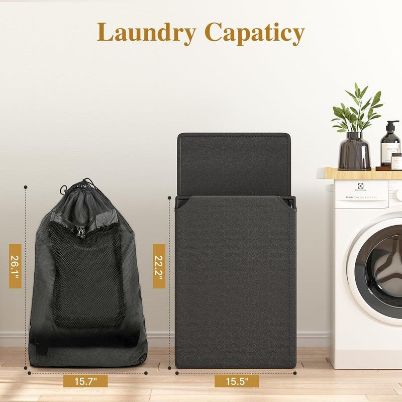 60L 2-in-1 Laundry Hamper Backpack with Lid, Waterproof Basket for College Dorm3