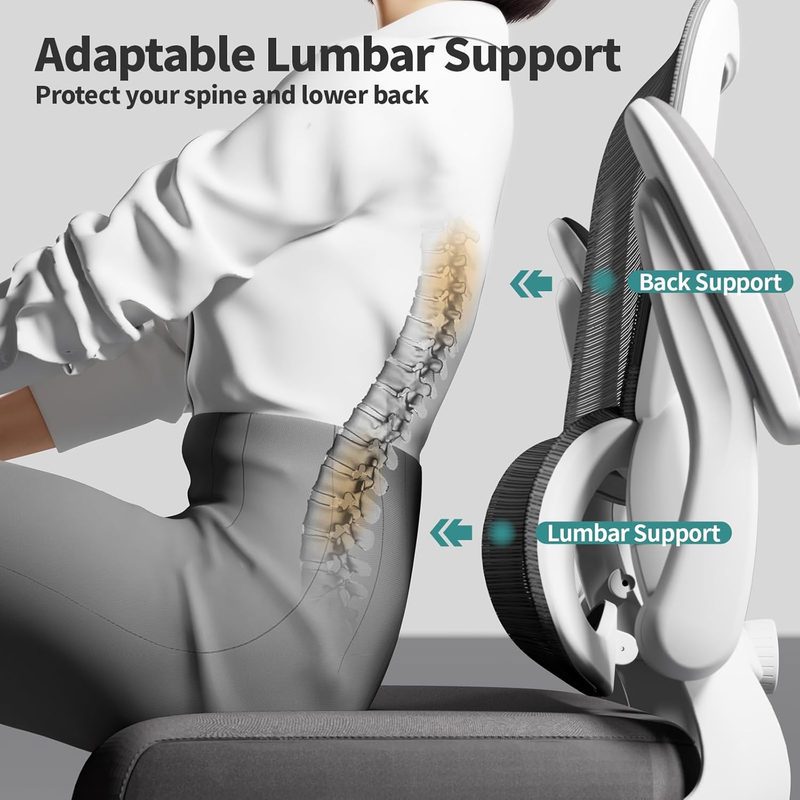 Ergonomic Office Chair Mesh Desk Chair Adjustable Executive Computer Chair White6