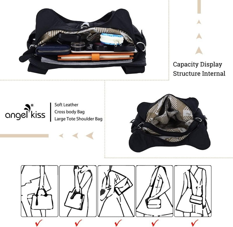 Angelkiss Women’s Large Hobo Satchel Shoulder Handbag Purse3