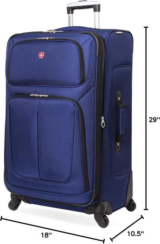 Sion Large Checked Softside Expandable Spinner Travel Suitcase Blue10