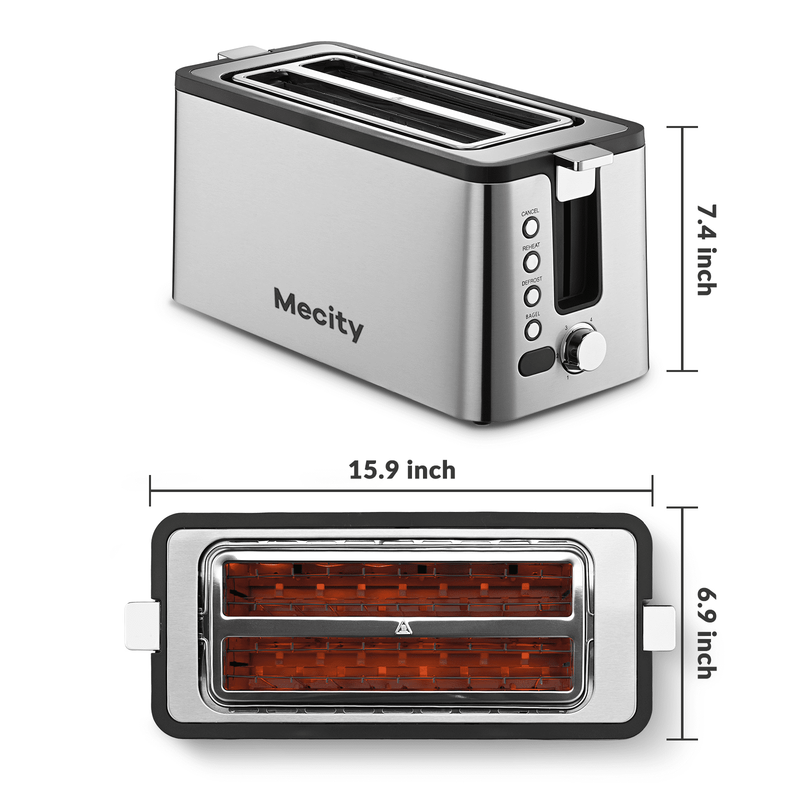 4 Slice Stainless Steel Toaster Countdown Timer 1300W Silver with Crumb Tray6
