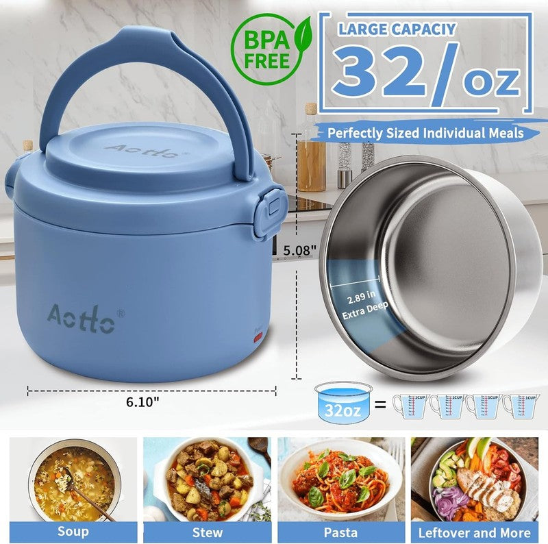 Electric Lunch Box 32 Oz Portable Food Warmer 3 in 1 12V 24V 110V Blue2