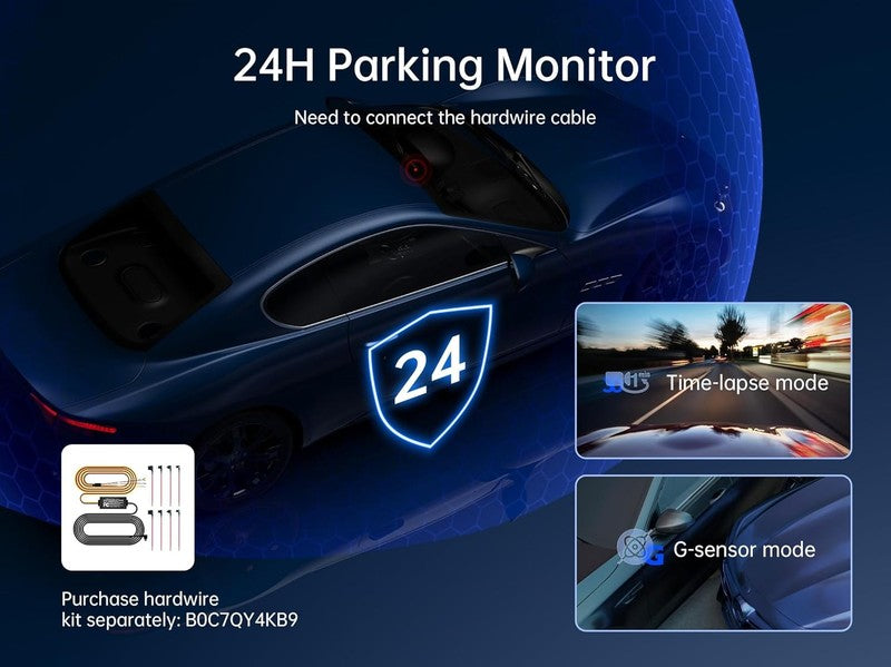 4K 3-Channel Dash Cam Front/Rear Inside WiFi APP ADAS 64GB Card 24H Parking5