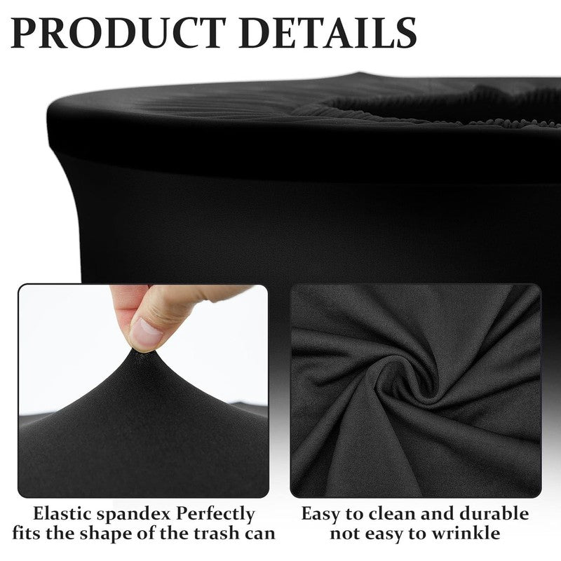 4 Pcs 32 Gal Trash Can Spandex Covers Black Stretch Fit for Round Bins2