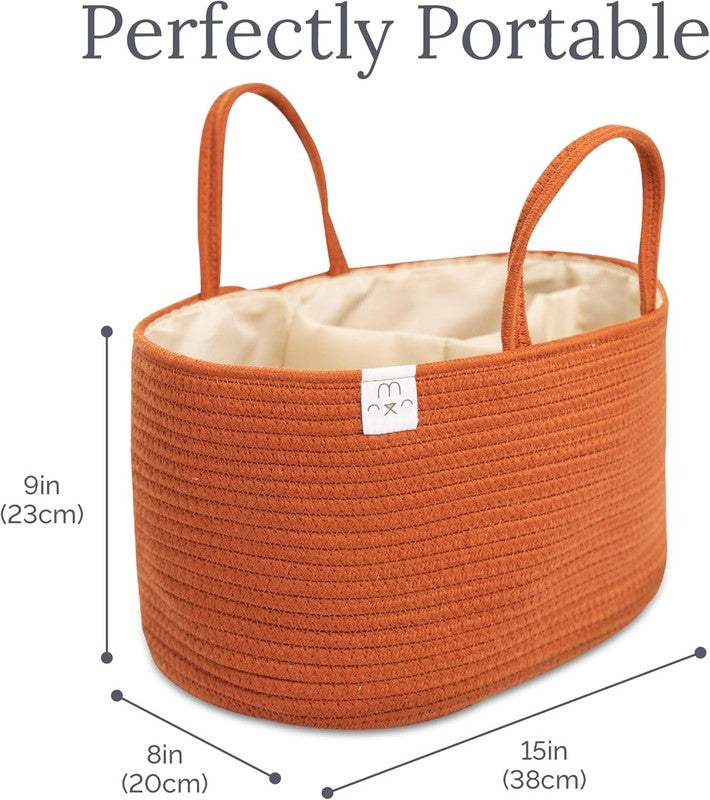 Diaper Caddy Organizer Large Lily Pad 3 Compartment Rope Handle Baby2