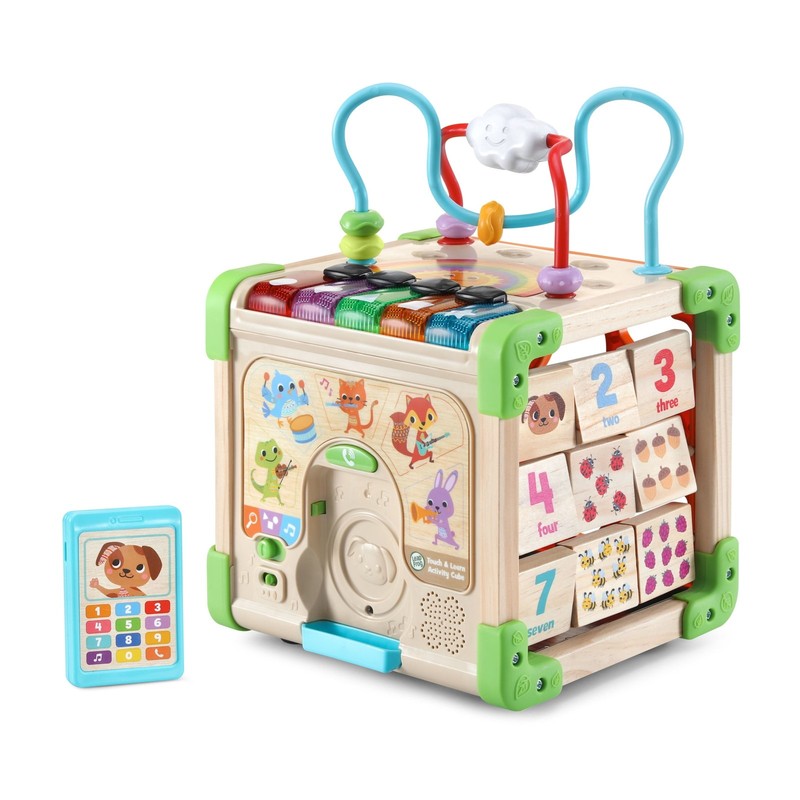 Wooden Activity Cube Touch & Learn FSC Certified Baby Toddler Toy3