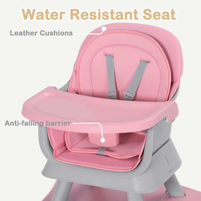 8 in 1 Baby High Chair, Toddler Dining Booster Seat for Eating, Pink Grey7