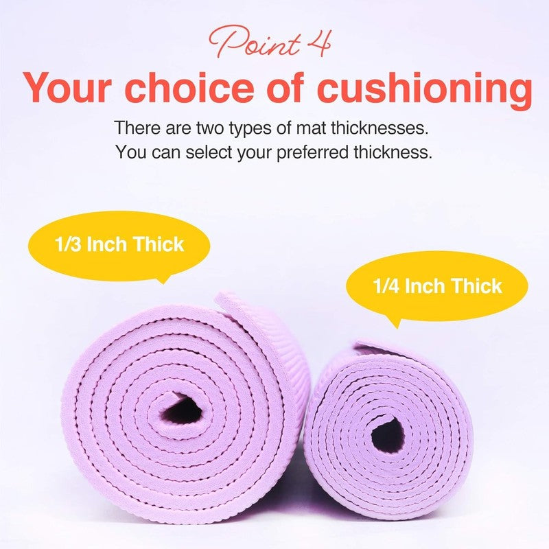Yoga Mat Non Slip Exercise Fitness Pilates Mat w/ Carry Strap Home Gym Purple3