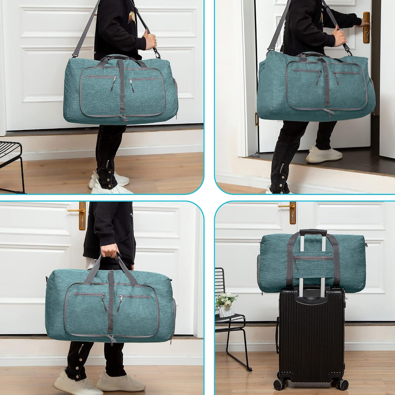 65L 85L 115L Foldable Travel Duffel Bag Weekender Overnight Shoe Pocket4