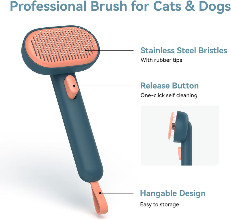 Self Cleaning Brush Deshedding Hair Remover Long Short Hair Pets Friendly Brush1
