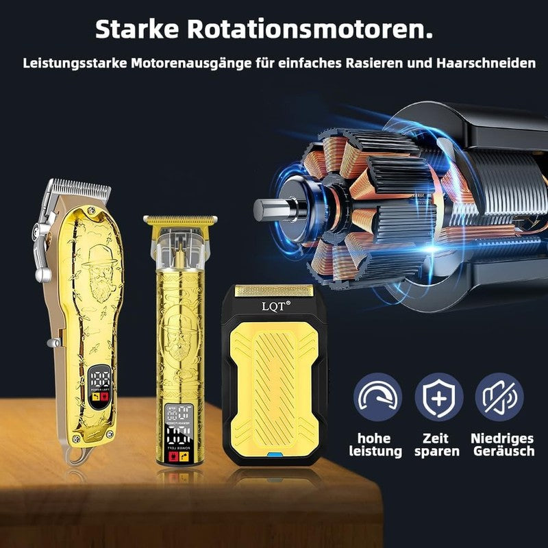 Gold Professional Hair Clipper Set for Men - Cordless Grooming Kit1