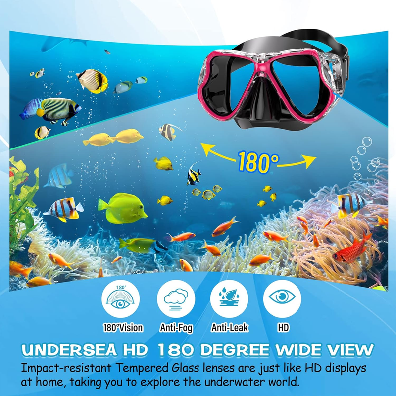 Dry Snorkel Set Panoramic Wide View Anti-Fog Scuba Mask Snorkeling Gear1