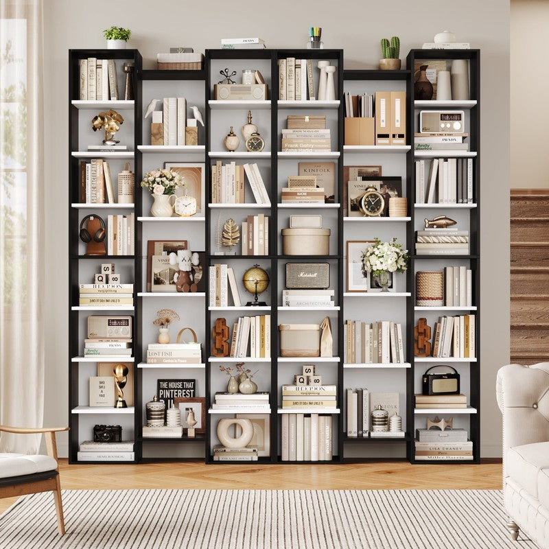 21-Cube Bookcase, 71’’ Tall Wooden Bookshelves with Adjustable Shelves, Triple W3