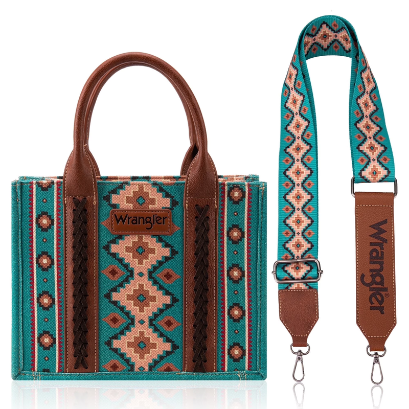 Wrangler Aztec Tote Bag for Women Boho Shoulder Purses and Handbags, Turquoise10