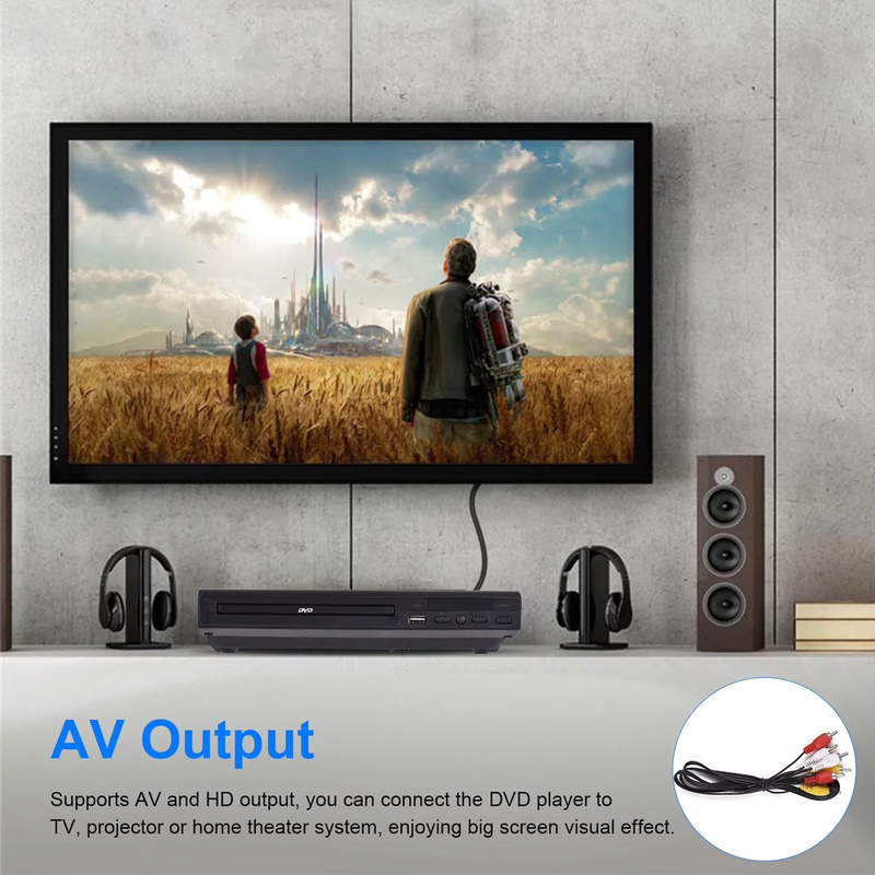DVD Player for TV All Regions CD USB AV Output Elderly Simple Black6